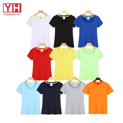 China Anti-wrinkle 7.8% Spandex latest good quality fashionable custom graphic 92.2% organic cotton T-shirts for women for sale