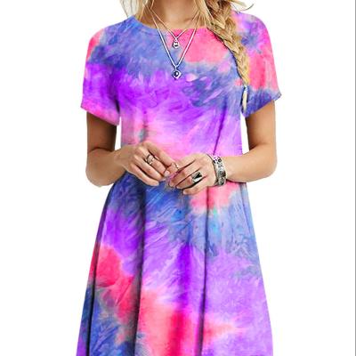 China Breathable Chinese Factory Modest Tie Dye Colorful Fashion High Quality Custom Women Dress for sale