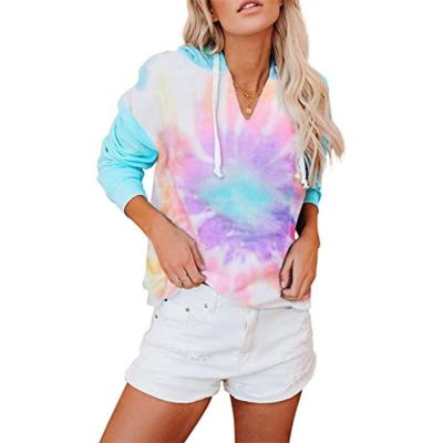 China New Arrival Anti-wrinkle Color Changing Casual Tie Dye Plus Size Women's Hoodies And Sweatshirts for sale