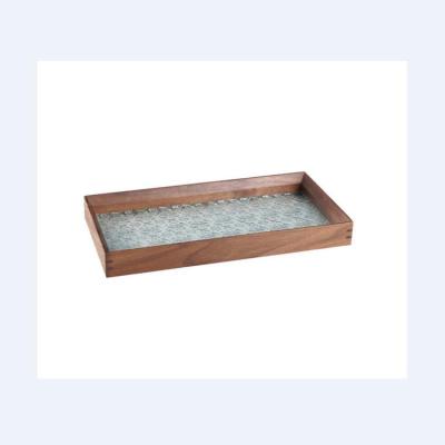 China Modern Economic Custom Design Wooden Style Pallet Embossed Design Glass Tray for sale