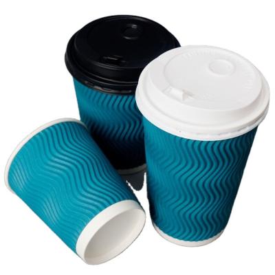 China Ripple Biodegradable Wallpaper Cups For Coffee Disposable Aqueous Liner Paper Cup for sale