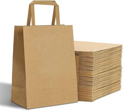 China Recycled Materials Wholesale Thickened Big Size Brown Square Bottom Kraft Paper Bags With Flat Handles My Logo Prints for sale