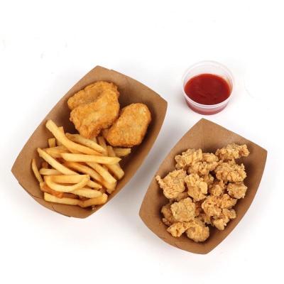 China Disposable Customize Container Fried Chicken Box Package Paper Tray For Food Hot Dogs Boat Shape Trays French Fries for sale