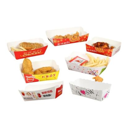 China Disposable Recyclable Takeout Boat Form Fried Chicken Packaging Boxes Fast Food Paper Container Greaseproof Toilet Paper Tray Packing for sale