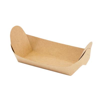 China Biodegradable Customize Container Fried Chicken Box Package Paper Tray For Food Hot Dogs Boat Shape Trays French Fries for sale