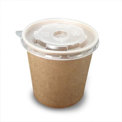 China Factory Recyclable Stain Round Disposable Kraft Paper Bowl With Lid Salad Fast Food Bowl Soup Cup Oatmeal Takeaway Packaging Bucket for sale