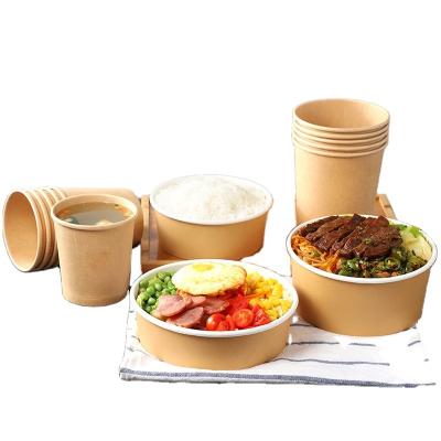 China Disposable Disposable Take Out Kraft Paper Salad Bowl With Pet Lid , Kraft Salad Bowl for sale