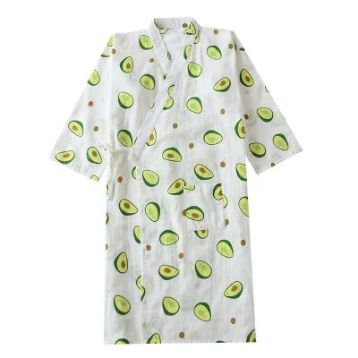 China Summer Cotton Girl Sleepwear Kimono Avocado Bathrobe Plus Size QUICK DRY Women's Nightwear for sale