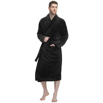 China 100% Solid Microfiber Four Seasons Winter China Polyester Textile Flannel Bathrobe Men Home Plus Size Bathrobe for sale