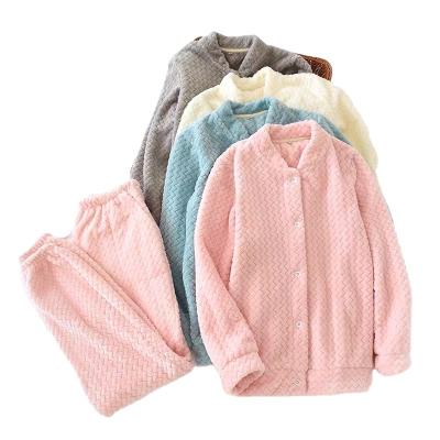 China 2021 Factory Wholesale Custom QUICK DRY China Plus Size Women Winter Flannel Fleece Adult 2 Piece Pajamas Sets for sale