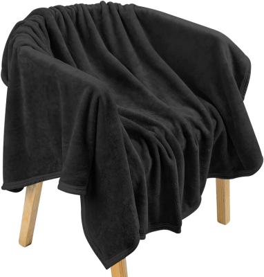 China PORTABLE Super Soft Microfiber Flannel Blankets For Couch Lightweight Plush Black Throw Blanket Warmer for sale