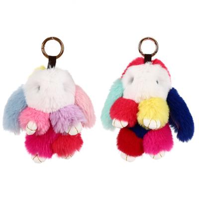 China Cute Cute Lazy Hair Plush Stuffed Plush Rabbit Key Chain Decoration Rabbit Hanging Key Chain for sale