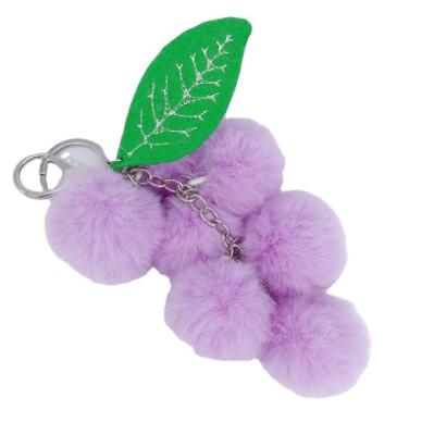 China Creative Purple Grapes Plush Key Chain Plush Hairball Pendant Fruit Key Chain for sale