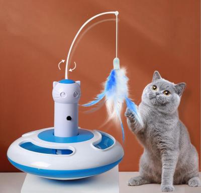 China Viable Automatic Electric Cat Toys Interactive Circling Happy Cat Teaser Toys Turntable for sale