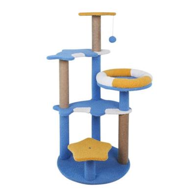 China Custom Sustainable Cat Tree Morocco Cat Scratching Tree Climbing Wooden Cat Furniture for sale