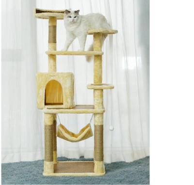 China Large Large Luxury Wooden Cat Treehouse Sustainable Cat Treehouse Scratcher Tower for sale