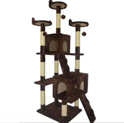 China Large Cat Tree Pet Furniture House Plush Cat Tree Wood Products MDF Sisal Scratcher Cat Tower Cat Tree for sale