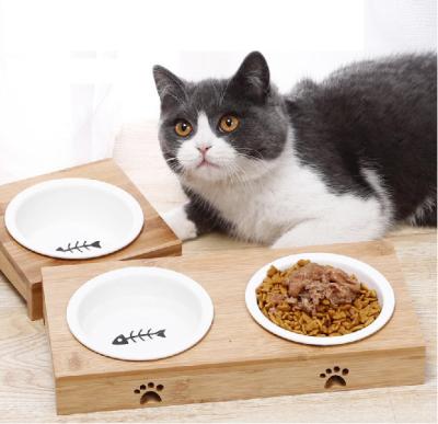 China Automatic Pet Accessories Wooden Pet Driver Holder Dog Bowl Pet Feeder for sale