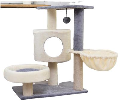 China Large Cat Tree Wood Modern Large Scratch Pet Scratcher Furniture Climbing Tower Cat Tree for sale