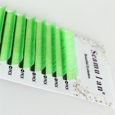 China 2022 0.10 fluorescent color newest natural soft single lengths full eyelashes thick volume 6-17 mm in special curl M L L+ LU LJ for sale