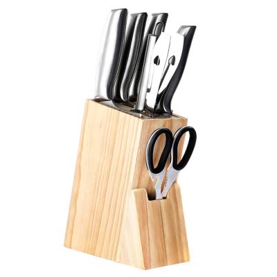 China Sustainable Favorable Price 8 Pcs Multifunctional Kitchen Scissors Sharp Knives Sets With Wooden Storage Box for sale