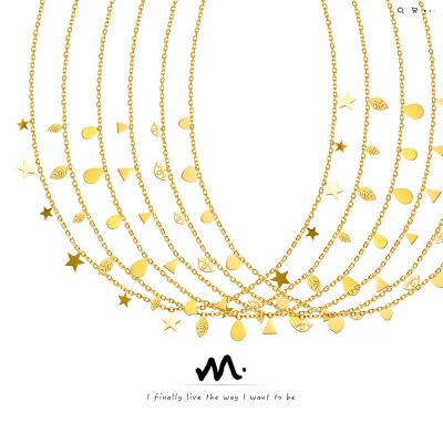 China Other wholesale a variety of metal glitter clavicle chain chain titanium plated18KReal gold material necklace for sale