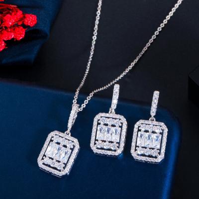 China Other suit womenS925Silver suit womenS925Silver other fine zircon ear stud ear necklace two-piece fine stud earrings wholesale for sale