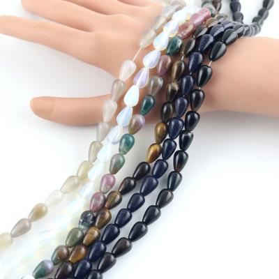 China Other Natural Tigereye Tear Drop Scattered Beads Agate PerforatedDIY Half-finished Blacelet Ornament Bead Accessories Earrings for sale