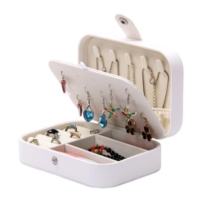 China Portable Multi-Color Multi-Function Ring Earrings Box Necklace Storage Box PU Jewelry Box Wedding Birthday Engagement Party Gift for sale