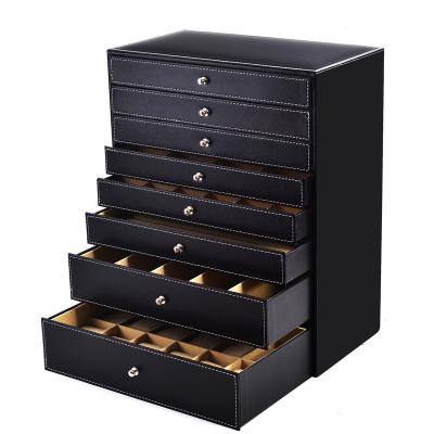 China Multifunctional storage box8Layer large capacity jewelry storage boxpuWatch box glass jewelry storage box case for sale