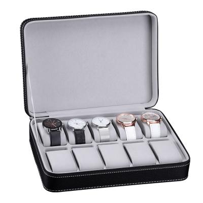 China wholesale10Bit Watch Jewelry Storage In Running BagpuLeather Box Watch Zipper For Portable Watch Storage Box Watch Storage Bag for sale