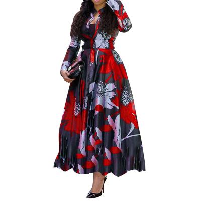 China Breathable Factory Dress Long Sleeve V Neck Direct Printed Loose Casual Dress For Women for sale