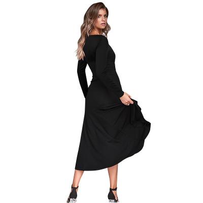 China Breathable Warm Fishtail Neck Square High Waist Solid Color Sale Long Sleeve Dress For Women for sale