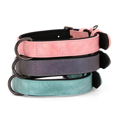 China New Aazon Custom Personalized Lettering Pet Collars Microfiber Leather Dog Collar for sale