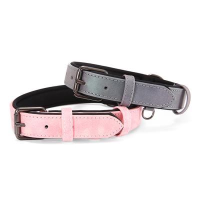 China Personalized Custom Leather Dog Collar for Small Medium Large Dog Puppy Adjustable Soft Breathable Leather Padded Collar for sale