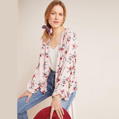 China Raya Cocoon Kimono Floral Print Chiffon Plus Size Blouse Cape Bohemian Cover Up Plus Size Women's Long Sleeve Shirts for sale