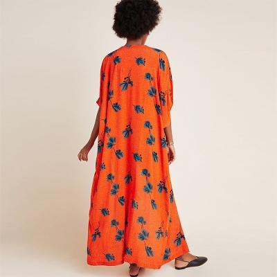 China Sadie's Floral Print Maxi Kimono Bohemian Long Duster Kimono Maple Leaf Longest Size Plus Size for sale