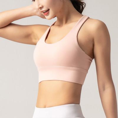 China High Quality Halara Workout Bra Spandex Recycled Nylon Breathable Adjustable Crisscross Straps Sports Bra Women for sale