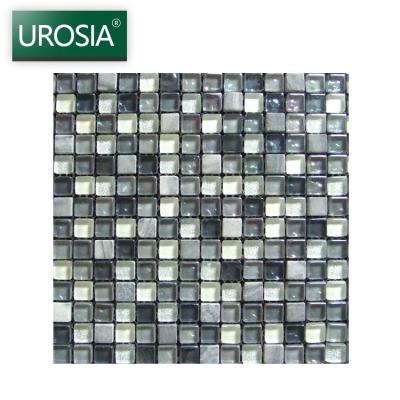 China Hot Selling Blue Flower Parquet Border Tiles For Bathroom Crystal Glass Mosaic Borders Line Decorative Mosaic for sale