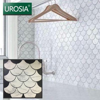 China Chinese Style Fish Scale Mosaic For Home Decor Fishscale Fan Shape Fish To Scale Ceramic Mosaic for sale