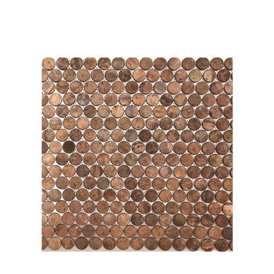 China Luxury bronze parquet mosaic background wall tiles round bathroom bronze mosaic slab for sale