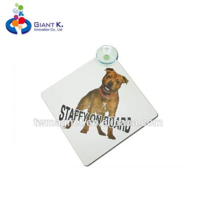 China Windshield Stickers Staffy Baby On Board Suction Cup Car Window Plastic Sign for sale