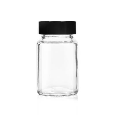 China Food China factory custom empty high quality 100ml glass medicine bottle with plastic lid for sale