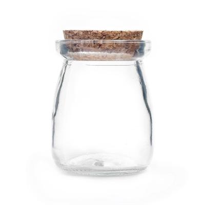 China China factory custom 100ml 150ml 200ml empty food pudding candy container glass jar with cork for sale