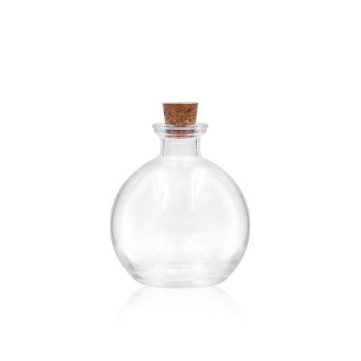 China 265ml Factory Direct Sale Empty Clear Round Chemistry Laboratory Drug Storage Beverage Order-Friendly Glass Bottle With Cork Airtight for sale