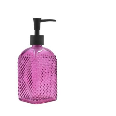 China Personal Care Hot Selling 300ml Colorful Glass Liquid Soap Pump Dispenser Bottle For Lotion Shampoo for sale