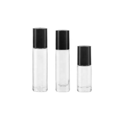 China Personal Care 5ml 10ml Clear Round Frosting Roll On Essential Oil Perfume Lipstick Eye Glass Bottle With Roller And Foil Cap for sale