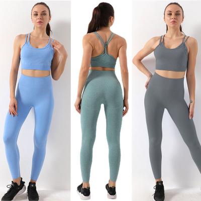 China Breathable Royal Blue Soft Nylon Active Stretch Fabric Leisure Sports Bra Pants For Woman Yoga Seamless Wear for sale