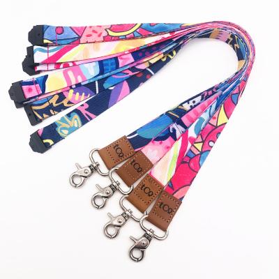 China Custom Printed Latte Soft Thick Canvas Fabric Fashion Heat Transfer Durable Sublimation Teacher Lanyard for sale