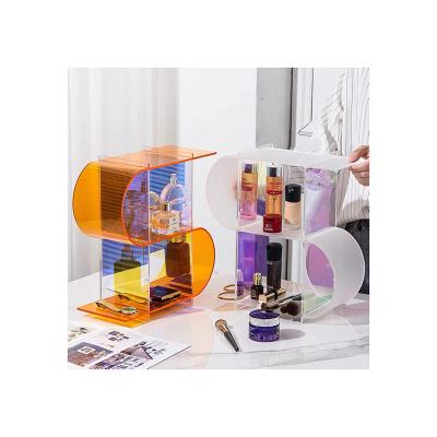 China Modern Wholesale Customized Clear Stackable Cosmetic Storage Case Acrylic Plexiglass Makeup Organizer for sale